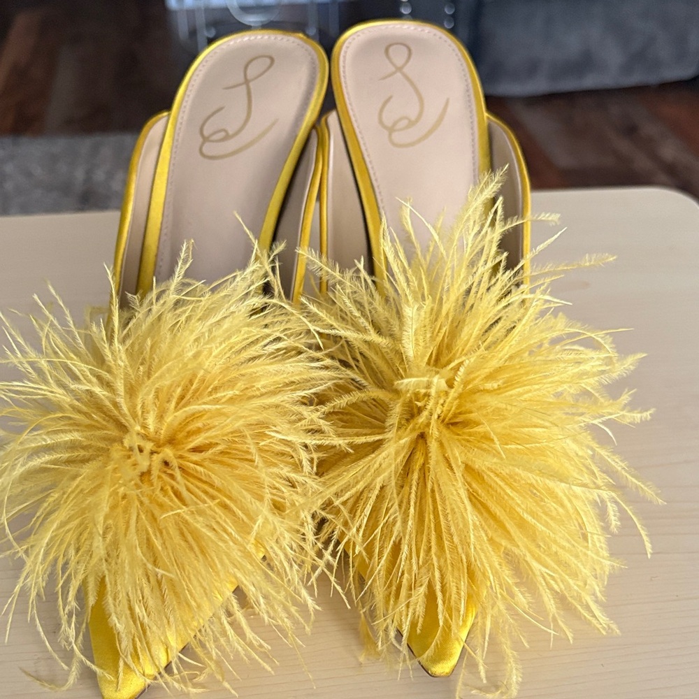Sam Edelman Yellow Feathered Mules